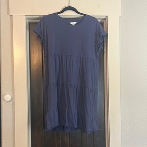 Time and Tru Blue Cap Sleeve Tunic Dress